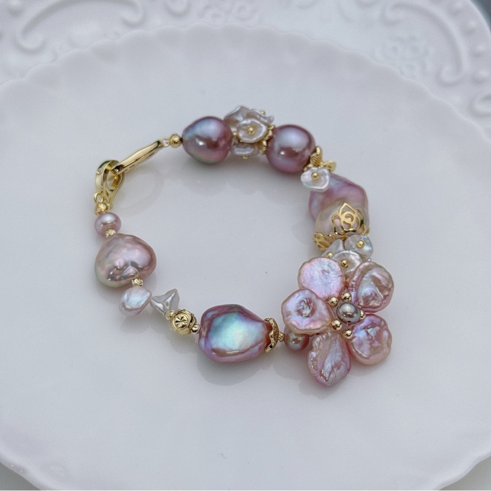 B114 Handmade High Quality Freshwater Baroque Pearl Bracelets - Picture 2 of 5